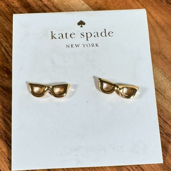 Kate Spade New York Jewelry - Kate Spade Gold Glasses Stud Earrings – “Lookout” 12K Plated NWOT